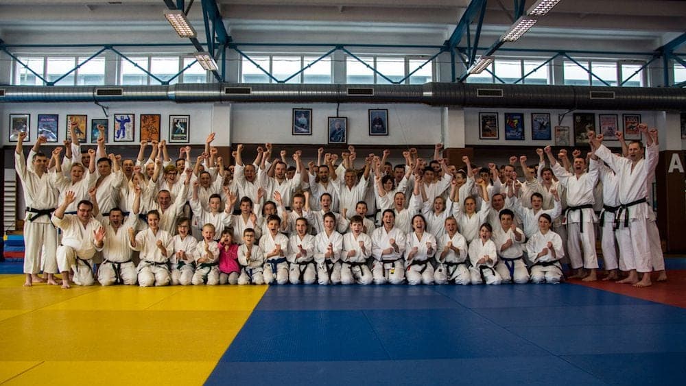 Trening w dojo Karate Klubu Wejherowo